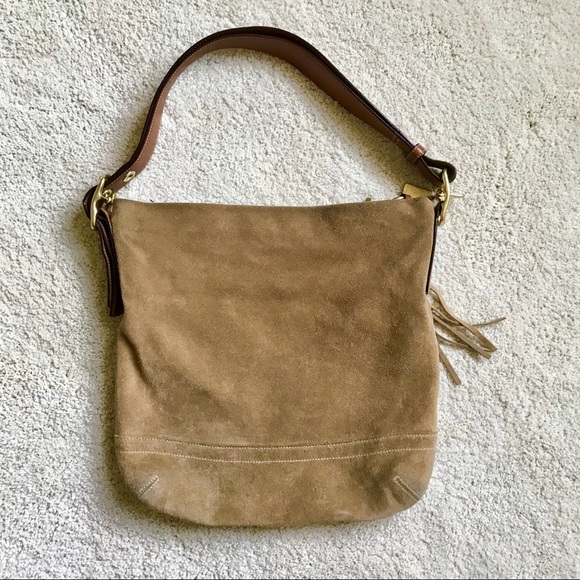 Tan Suede Coach Swingpack Convertible - Picture 2 of 8